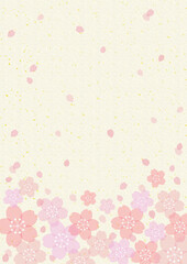 和紙調 桜 金箔 POP チラシ フレーム 縦 背景 14