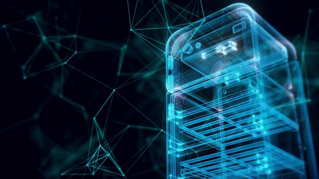 Vintage style refrigerator hologram Close up 4k. High quality 4k footage
