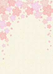 和紙調 桜 金箔 POP チラシ フレーム 縦 背景 17