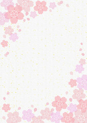 和紙調 桜 金箔 POP チラシ フレーム 縦 背景 19