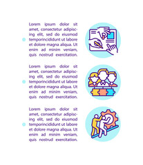 Collaborative planning and problem solving concept icon with text. Skills and team efforts. PPT page vector template. Brochure, magazine, booklet design element with linear illustrations