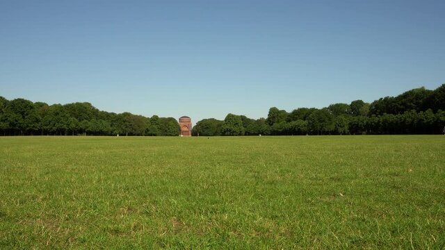 Hund im Hamburger Stadtpark - Blick auf das Planetarium