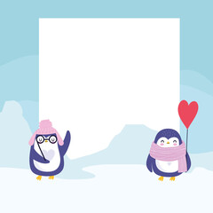 penguins winter banner