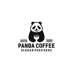 Bear Panda with Coffee, and Chat Logo design