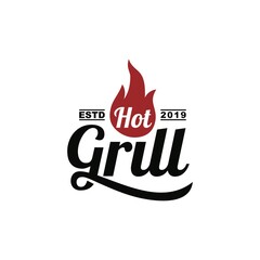Food Grill and Fire logo Design