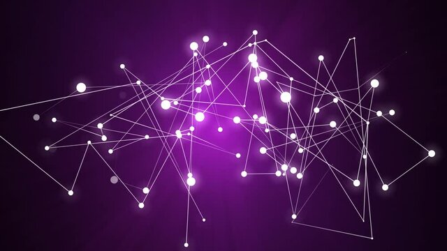 Wave dance motion of linked particles on dark background with colored light