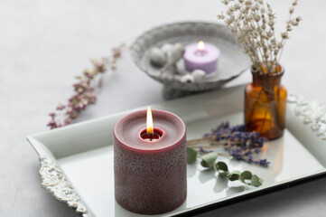アロマキャンドルとラベンダー