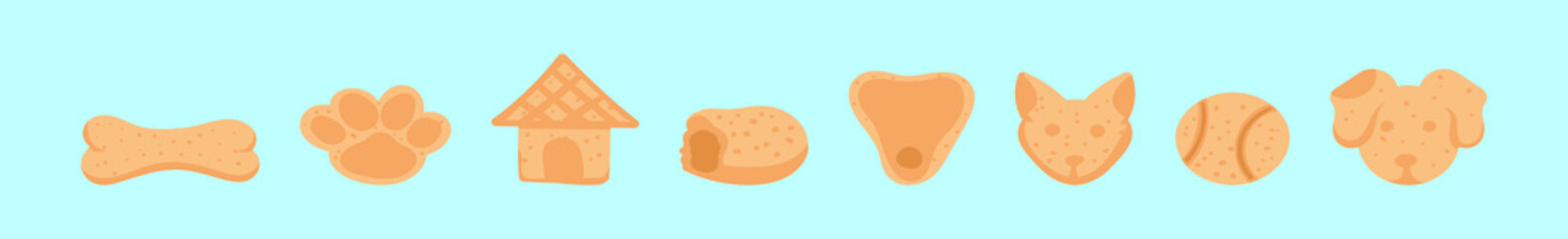 set of dog biscuit cartoon icon design template with various models. vector illustration isolated on blue background