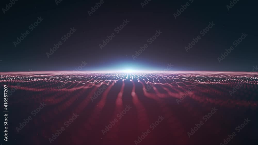 Poster abstract technology waving field fx with lens background loop/ 4k animation of an abstract fractal b