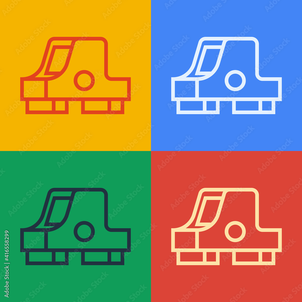 Poster pop art line collimator sight icon isolated on color background. sniper scope crosshairs. vector.