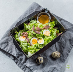 salad with eggs and meat 