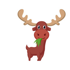 Cute deer caricature smiling mascot logo design