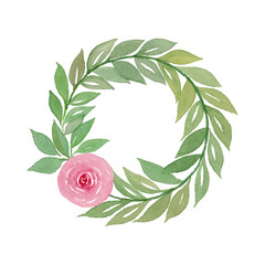 Vector watercolor wreath of flower and leaves