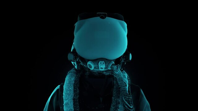 Fighter Pilot Suit Hologram Close up v3 4k. High quality 4k footage