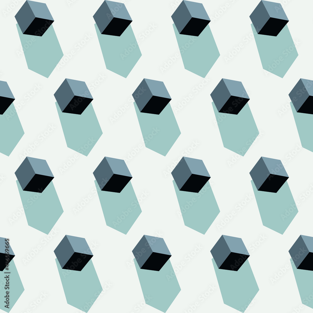 Poster spring seamless geometric pattern with the image of cubes, constructor. vector design for web banner