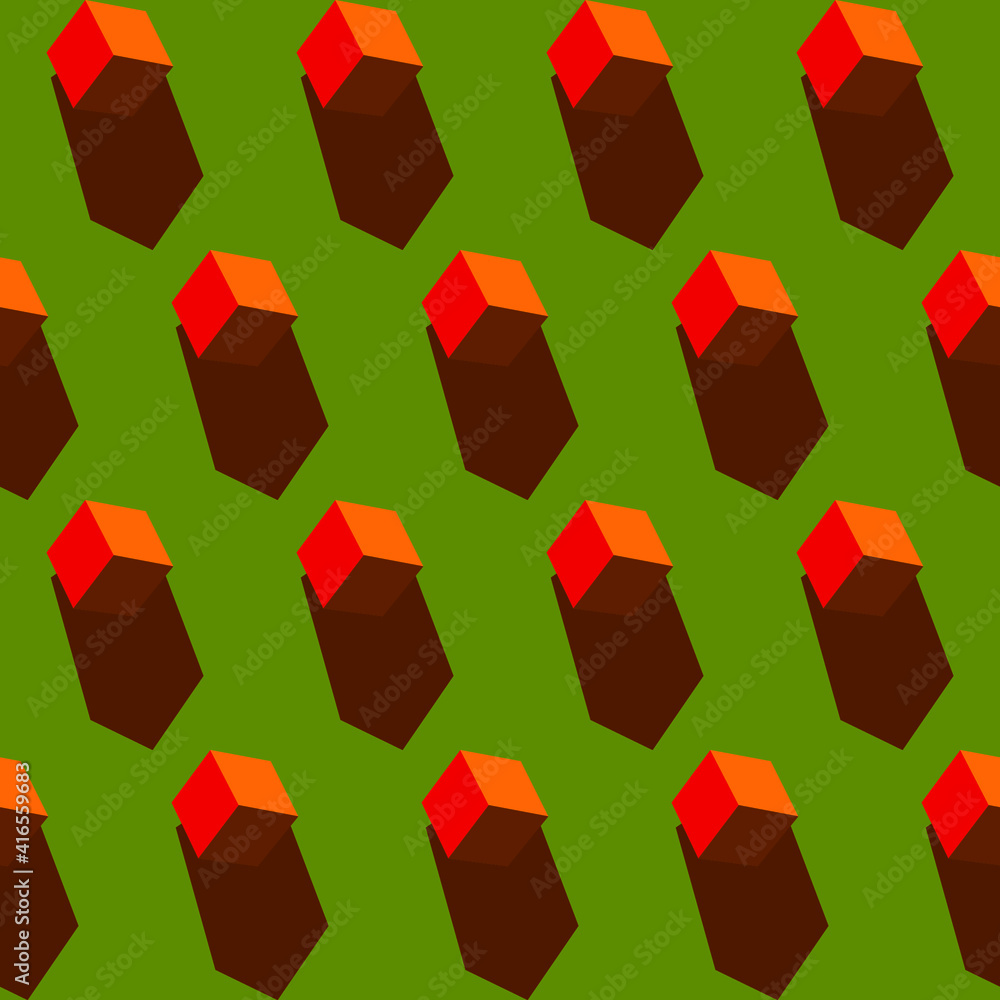Poster spring seamless geometric pattern with the image of cubes, constructor. vector design for web banner