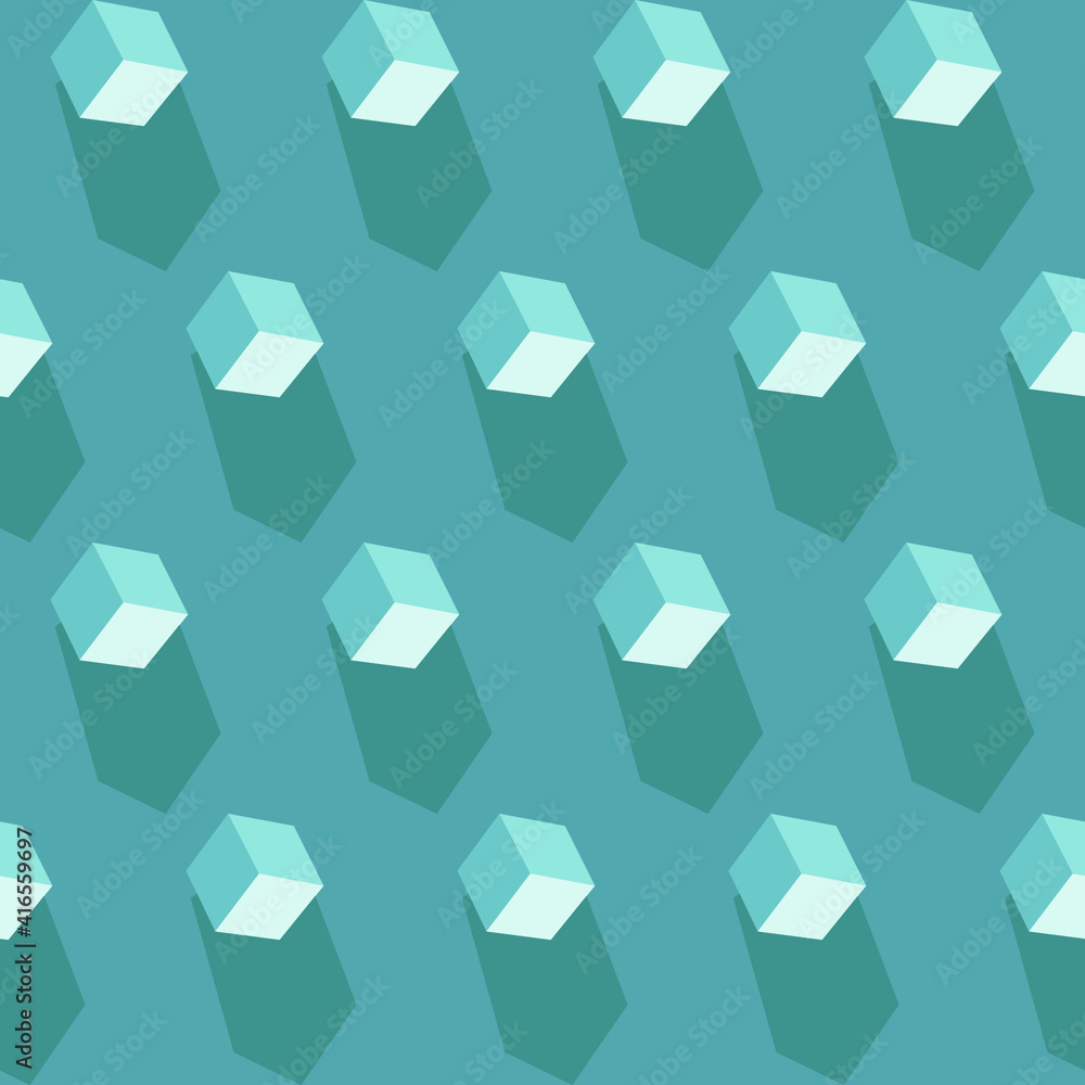 Poster spring seamless geometric pattern with the image of cubes, constructor. vector design for web banner
