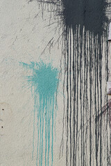 wal, drained paint, black, turquoise