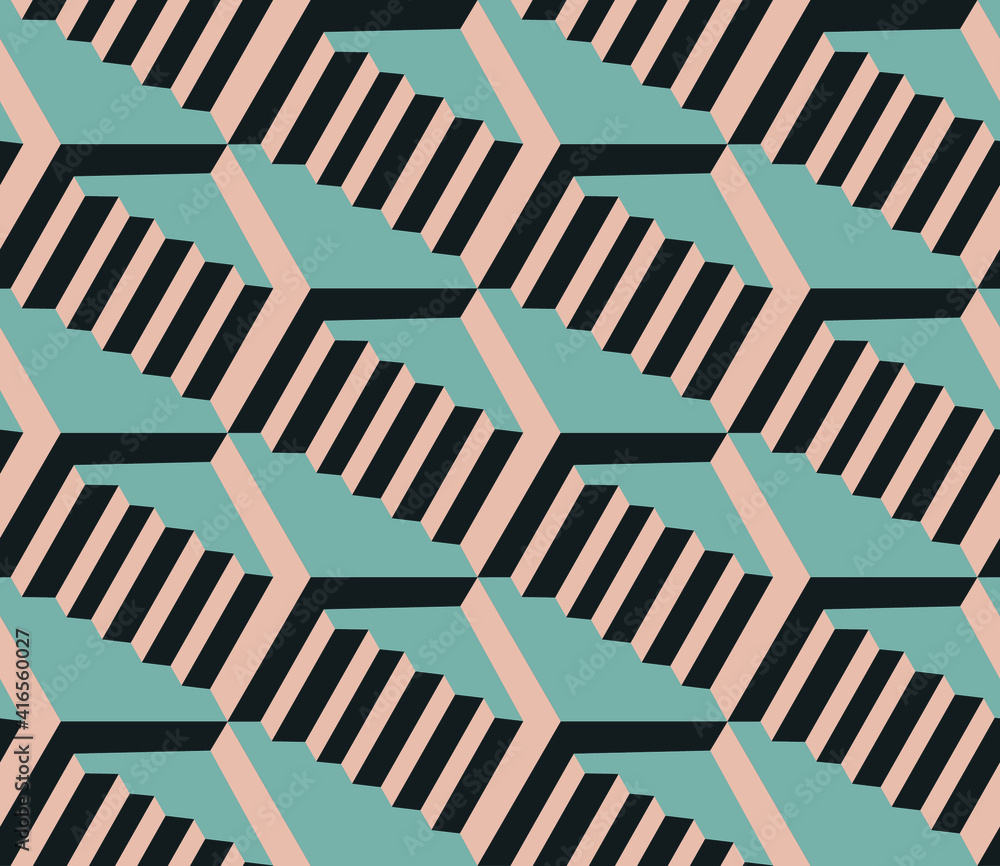 Poster spring seamless geometric pattern with the image of engineering structures, stairs, steps. vector de