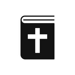Bible black book icon in flat design style. Church faith vector flat design