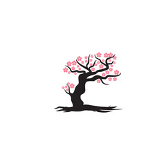 Sakura tree flower logo design template