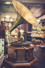 Vintage Music Player With Loudspeaker
