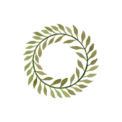 Watercolor green laurel wreath vector