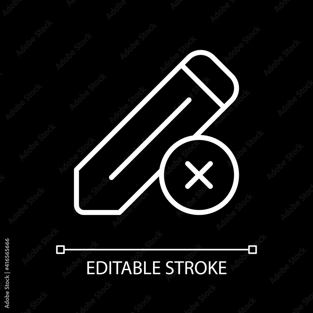 Poster edit white linear icon for dark theme. text document. correct mistakes, editorial review. thin line 