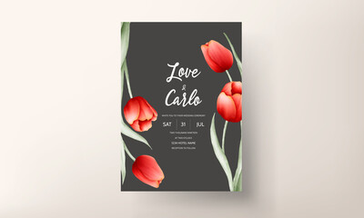 Romantic tulip flower wedding invitation card