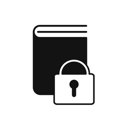 Black Book with padlock, concept. Vector graphics. Flat design