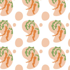 Seamless pattern. Carrot on simple background. Flat vector iilustration in hand-drawn style. Isolated on white background. For web, packaging, gist decoration. 