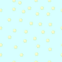 Seamless pattern  with simple chamomile flowers on a pastel  background. Floral retro print. Stock illustration.
