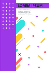 Cross and stroke, dot elements memphis, social pattern content, multicolor flyer banner cover layout, vector illustration