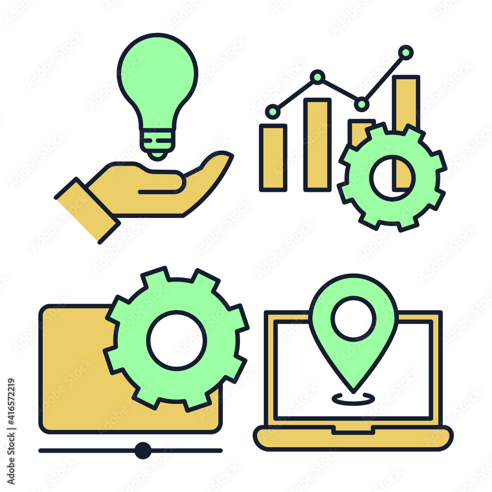 Poster set of seo icon. search engine optimization pack symbol template for graphic and web design collecti