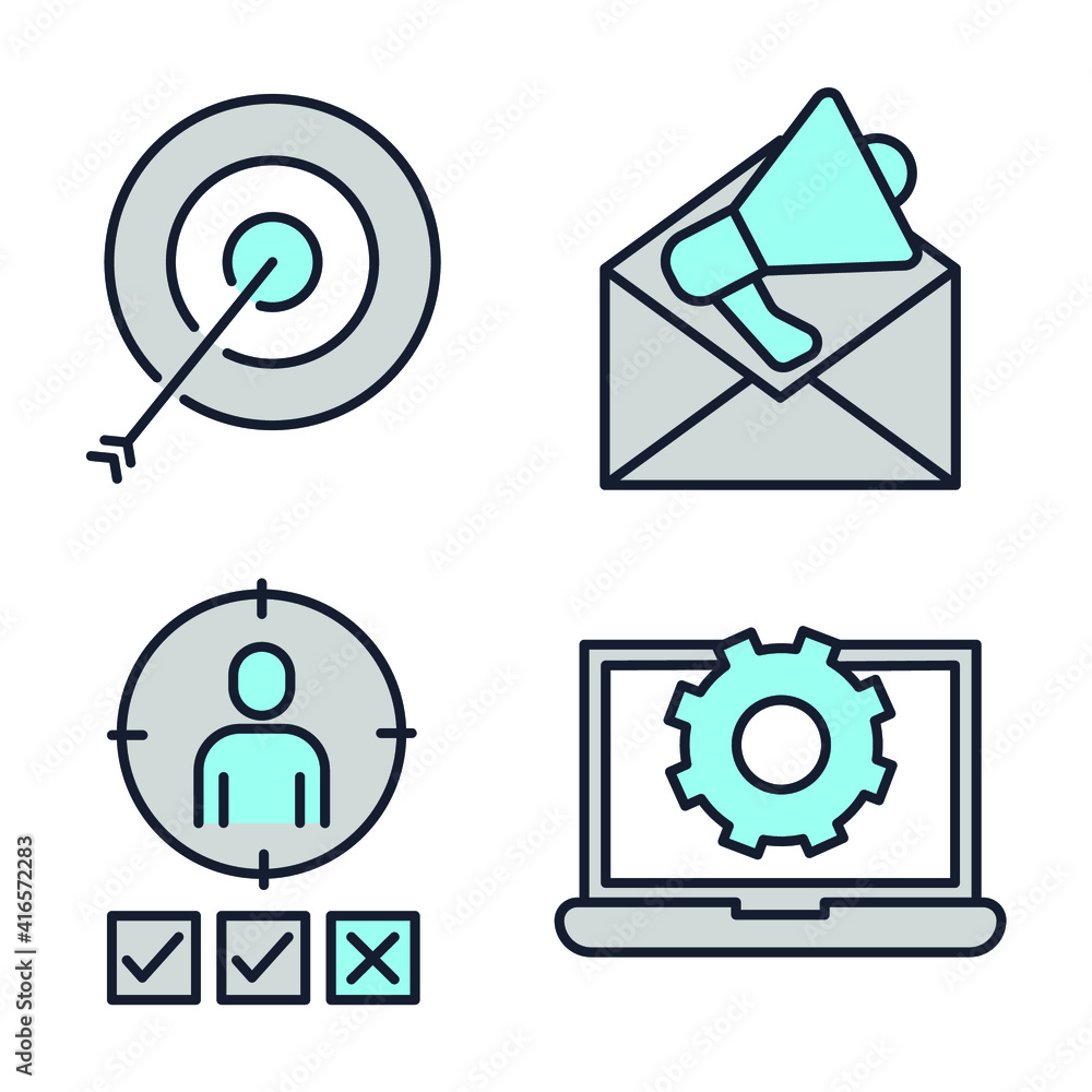 Poster set of seo icon. search engine optimization pack symbol template for graphic and web design collecti