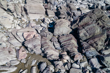 인천 잠봉도의 아름다운 노을 항공사진