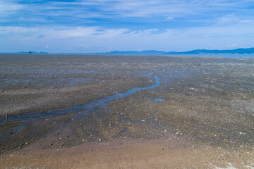 인천 잠봉도의 아름다운 노을 항공사진