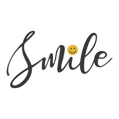 Modern calligraphy lettering Smile with hand drawn word. 