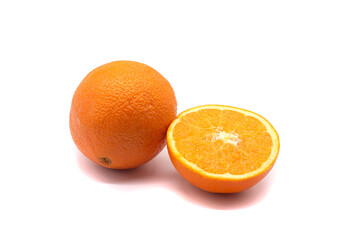 Oranges on white background. Close up