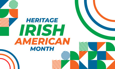 Irish-American Heritage Month. Celebrated all March in the United States. Background, poster, greeting card, banner design. 