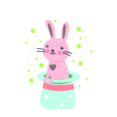 Fototapeta premium Cute rabbit from the hat in the circus