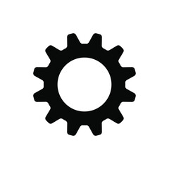 Cogwheel icon. Sprocket wheel logo. Settings button sign. Mechanic gear symbol. Black silhouette isolated on white background. Vector illustration image.