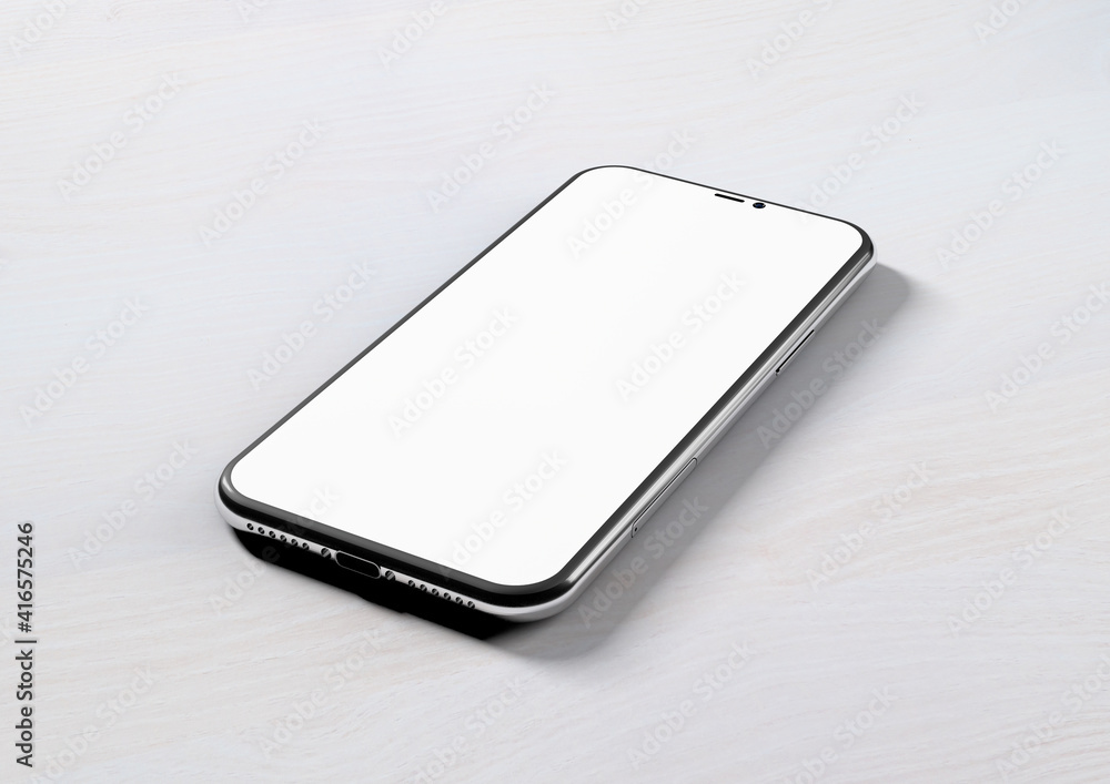 Poster smartphone with blank screen isolated from background