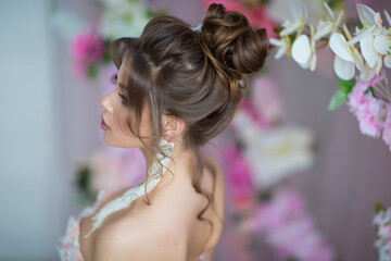 Obraz na płótnie Canvas elegant wedding hairstyle with decoration