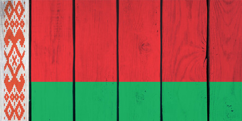 national flag of Belarus on wooden texture