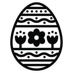 Easter egg linear icon. Decorative Easter egg with  tulip flower.
