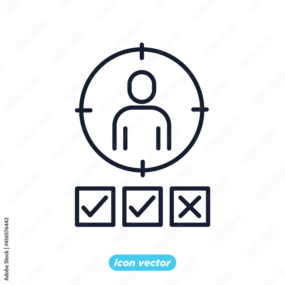 Poster seo audience targeting icon. search engine optimization symbol template for graphic and web design c