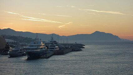 sunrise in the harbour of Genova