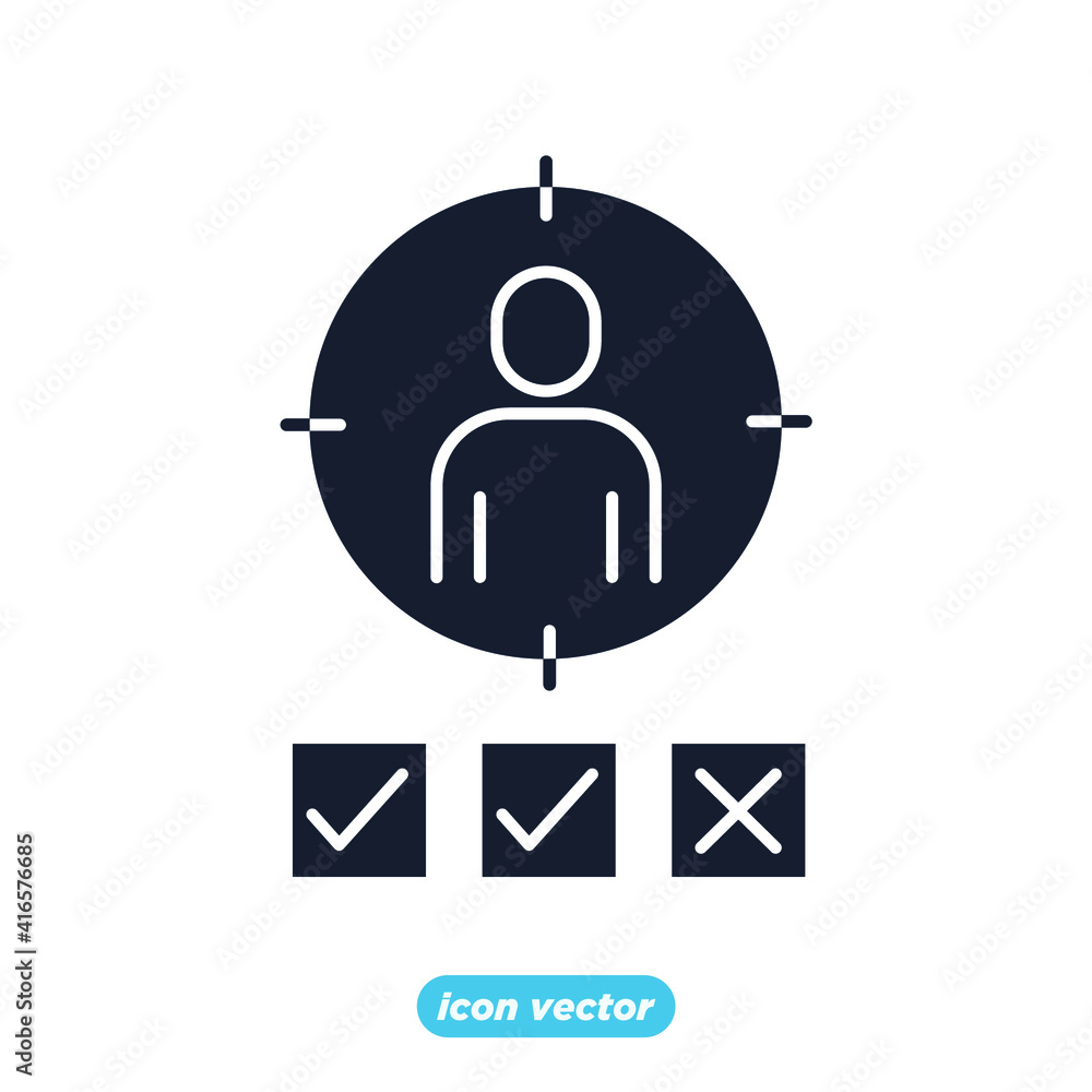 Poster seo audience targeting icon. search engine optimization symbol template for graphic and web design c