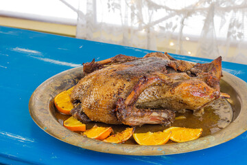 Duck in the oven with orange sauce